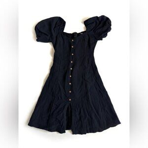 Aakaa Black Short Sleeve with Button Detail Dress - S